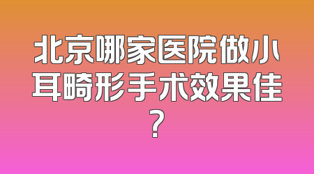 北京哪家医院做小耳畸形手术效果佳？