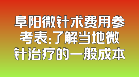阜阳微针术费用参考表：了解当地微针治疗的一般成本