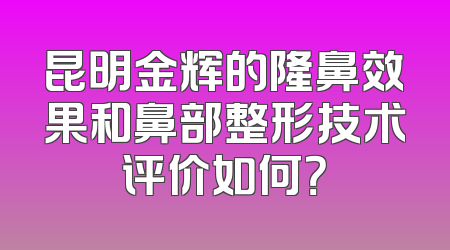 昆明金辉的隆鼻效果和鼻部整形技术评价如何？