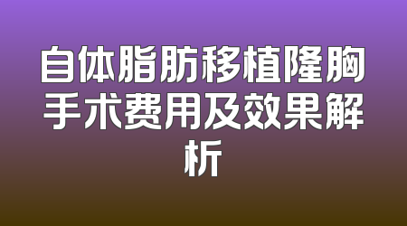 自体脂肪移植隆胸手术费用及效果解析