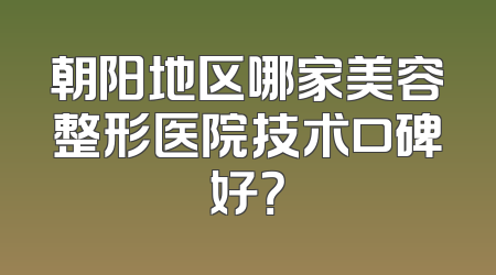 朝阳地区哪家美容整形医院技术口碑好？