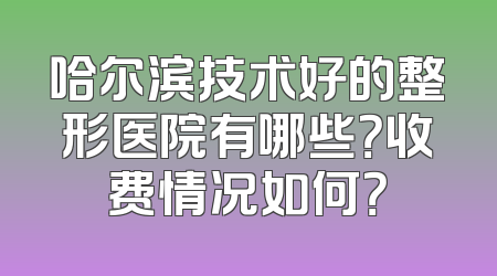 哈尔滨技术好的整形医院有哪些？收费情况如何？