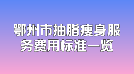 鄂州市抽脂瘦身服务费用标准一览