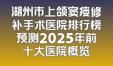 湖州市上颌窦瘘修补手术医院排行榜预测2025年前十大医院概览