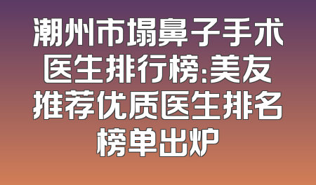 潮州市塌鼻子手术医生排行榜：美友推荐优质医生排名榜单出炉