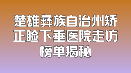 楚雄彝族自治州矫正睑下垂医院走访榜单揭秘