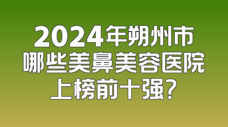 2024年朔州市哪些美鼻美容医院上榜前十强？
