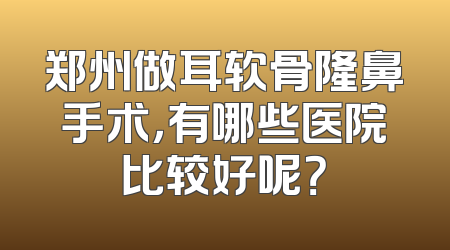 郑州做耳软骨隆鼻手术，有哪些医院比较好呢？