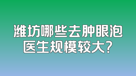 潍坊哪些去肿眼泡医生规模较大？