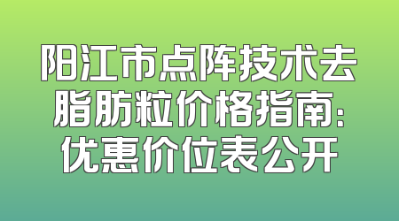 阳江市点阵技术去脂肪粒价格指南：优惠价位表公开