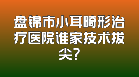 盘锦市小耳畸形治疗医院谁家技术拔尖？