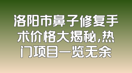 洛阳市鼻子修复手术价格大揭秘，热门项目一览无余