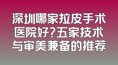 深圳哪家拉皮手术医院好？五家技术与审美兼备的推荐