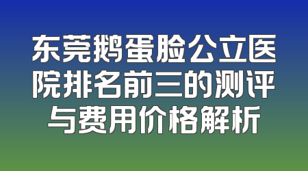 东莞鹅蛋脸公立医院排名前三的测评与费用价格解析