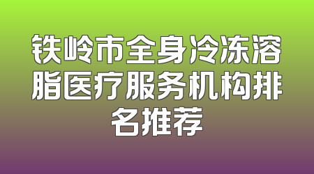 铁岭市全身冷冻溶脂医疗服务机构排名推荐