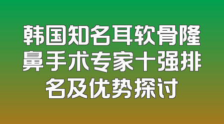 韩国知名耳软骨隆鼻手术专家十强排名及优势探讨