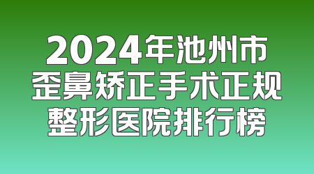 2024年池州市歪鼻矫正手术正规整形医院排行榜