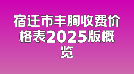 宿迁市丰胸收费价格表2025版概览