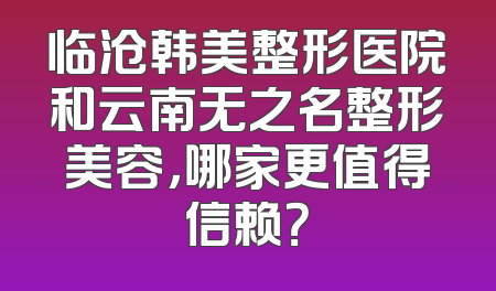 临沧韩美整形医院和云南无之名整形美容，哪家更值得信赖？