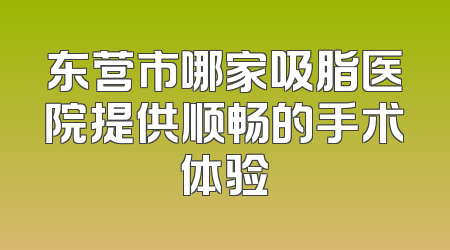 东营市哪家吸脂医院提供顺畅的手术体验