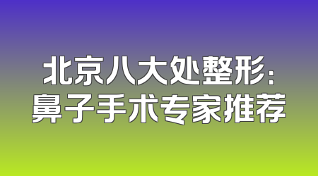 北京八大处整形：鼻子手术专家推荐