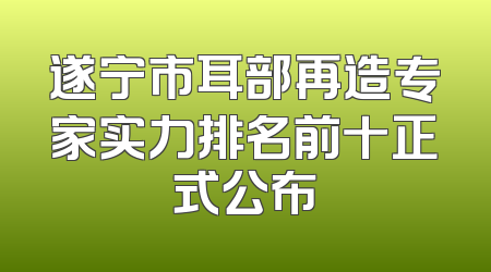遂宁市耳部再造专家实力排名前十正式公布