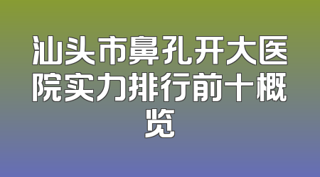汕头市鼻孔开大医院实力排行前十概览