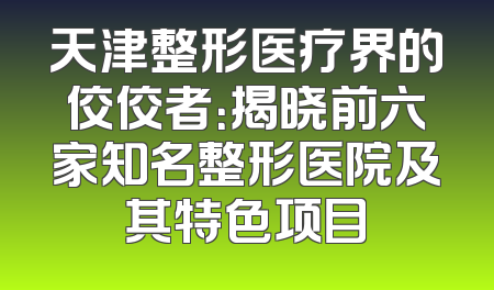 天津整形医疗界的佼佼者：揭晓前六家知名整形医院及其特色项目