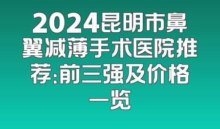 2024昆明市鼻翼减薄手术医院推荐：前三强及价格一览