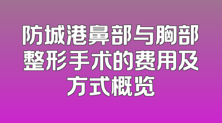 防城港鼻部与胸部整形手术的费用及方式概览