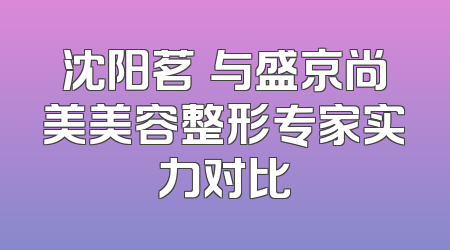 沈阳茗湲与盛京尚美美容整形专家实力对比