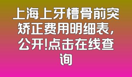 上海上牙槽骨前突矫正费用明细表，公开！点击在线查询
