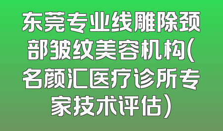 东莞专业线雕除颈部皱纹美容机构（名颜汇医疗诊所专家技术评估）