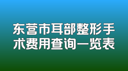 东营市耳部整形手术费用查询一览表