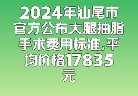 2024年汕尾市官方公布大腿抽脂手术费用标准，平均价格17835元