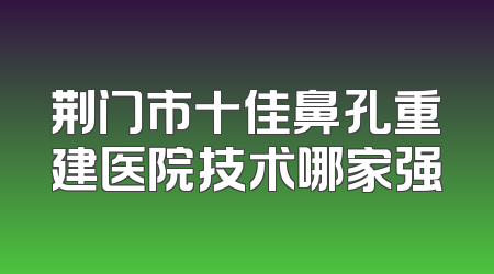 荆门市十佳鼻孔重建医院技术哪家强