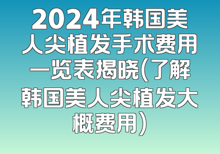 2024年韩国美人尖植发手术费用一览表揭晓（了解韩国美人尖植发大概费用）