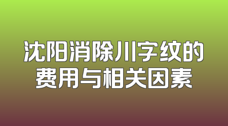 沈阳消除川字纹的费用与相关因素