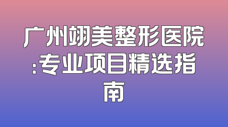 广州翊美整形医院：专业项目精选指南
