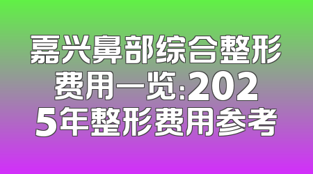 嘉兴鼻部综合整形费用一览：2025年整形费用参考