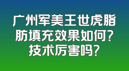 广州军美王世虎脂肪填充效果如何？技术厉害吗？