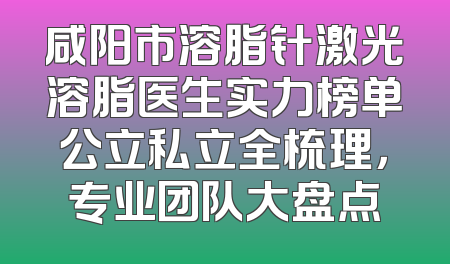 咸阳市溶脂针激光溶脂医生实力榜单公立私立全梳理，专业团队大盘点