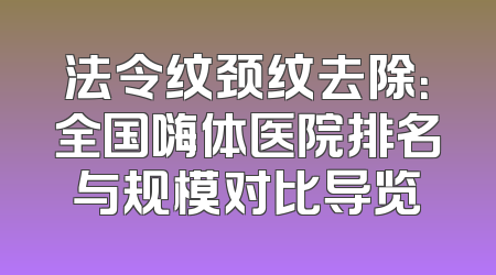 法令纹颈纹去除：全国嗨体医院排名与规模对比导览