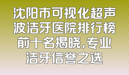 沈阳市可视化超声波洁牙医院排行榜前十名揭晓，专业洁牙信誉之选