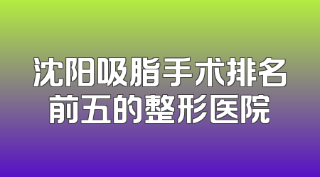 沈阳吸脂手术排名前五的整形医院
