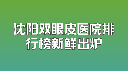 沈阳双眼皮医院排行榜新鲜出炉