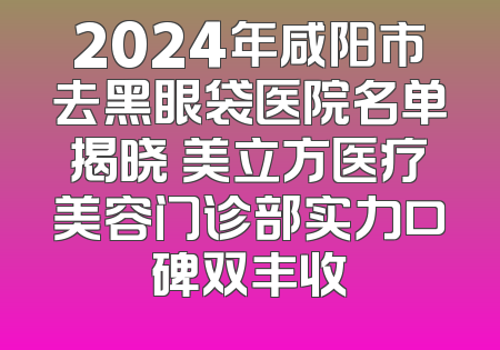 2024年咸阳市去黑眼袋医院名单揭晓 美立方医疗美容门诊部实力口碑双丰收