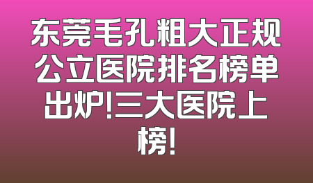 东莞毛孔粗大正规公立医院排名榜单出炉！三大医院上榜！