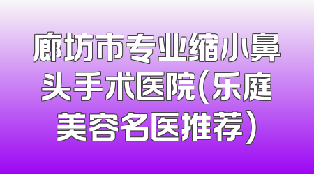 廊坊市专业缩小鼻头手术医院（乐庭美容名医推荐）