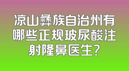 凉山彝族自治州有哪些正规玻尿酸注射隆鼻医生？